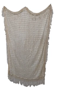 Antique Victorian Handmade French Crochet Lace Tablecloth Kitchen textile 4x5ft - Foto 1 di 9