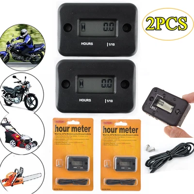 2PCS Small Waterproof Digital Hour Meter For Lawn Mower Generator */L - Image 1 of 4