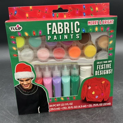 TULIP FABRIC PAINTS, MERRY & BRIGHT KITS, 44 PC KIT, PUFF PAINT & BRUSH-ON PAINT - Image 1 of 3