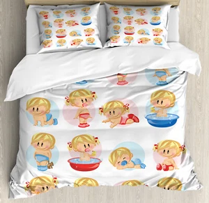 Baby Duvet Cover Set with Pillow Shams Cute Infants Funny Sleep Print - Picture 1 of 8