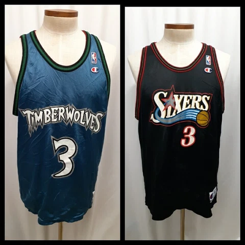 Allen Iverson/Marbury #3 Blue/Black Champion Reversible Jersey 48, XL Rare Cover