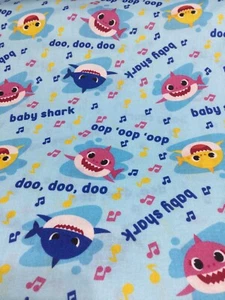 Baby Shark Music Toss Blue Fabric by Springs Creative, 100% Cotton Fabric Yard - Picture 1 of 2