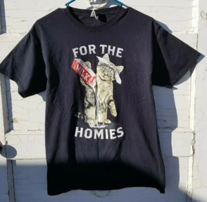 FOR THE HOMIES T-Shirt Unisex Medium Graphics(Cat with Milk Carton) - Picture 1 of 7