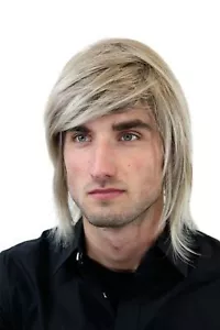 Perücke Herren Männer Lang lässig braun blond gesträhnt Scheitel GFW892-18T22 - Bild 1 von 4