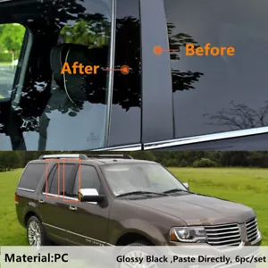 Decal Cover Fit For Lincoln Navigator 1998-17 B Pillar Posts 6pc Door Trim Gloss - Imagen 1 de 7