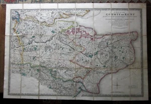 c1850 Wyld Kent Reduced Ordnance Survey Faden Mudge Large 96x65cms Antique Map - Bild 1 von 12
