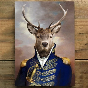 Vintage Stag Lord Portrait print Royal prince king outfit Renaissance painting - Picture 1 of 6