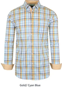 NEW GALAXY BY HARVIC MEN'S LS QUICK DRY STRETCH CHECK & PLAID DRESS SHIRT SIZE L - Picture 1 of 3