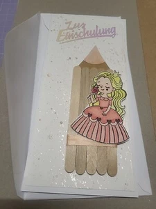 Besondere Karte Zur Einschulung, Einschulungskarte , Eisstäbchen, Prinzessin - Bild 1 von 1