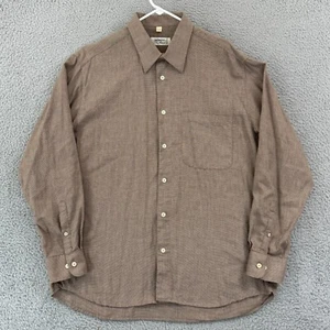 Vintage Mondo Di Marco Shirt Mens Large Brown Check 80s Button Up Long Sleeve - Picture 1 of 11