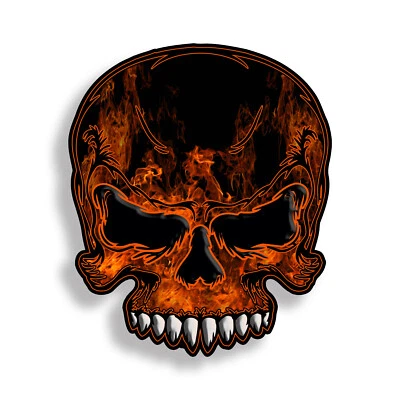 Real Flame Skull Sticker Tool Box Motorcycle Car Truck Window Bumper Vinyl Decal