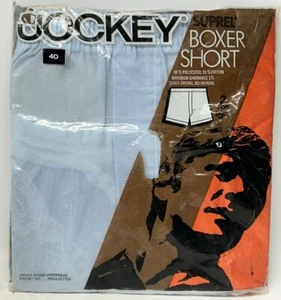 New Vintage 1971 Jockey Suprel Mens Boxer Short Size 40 Blue Yellow USA 2 Pairs - Picture 1 of 6