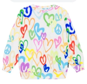 Molos Organic Cotton Monti Hearts Sweatshirt Rainbow Peace Colorful Girls 10 - Picture 1 of 9