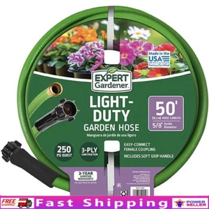 Light Duty 5/8" x 50' Garden Hose Flexible Watering Hose Leak Resistant New - Picture 1 of 11
