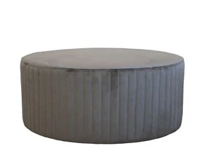 Hocker Sitzhocker Pouf Puff D 85cm Velour Farbe Grau Kohle Chic Antique 40025625 - Bild 1 von 3