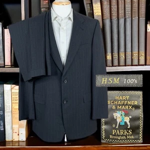Tuta Hart Schaffner Marx 2 pezzi uomo 44L 36x31 grigio gessato super anni 100 - Foto 1 di 15
