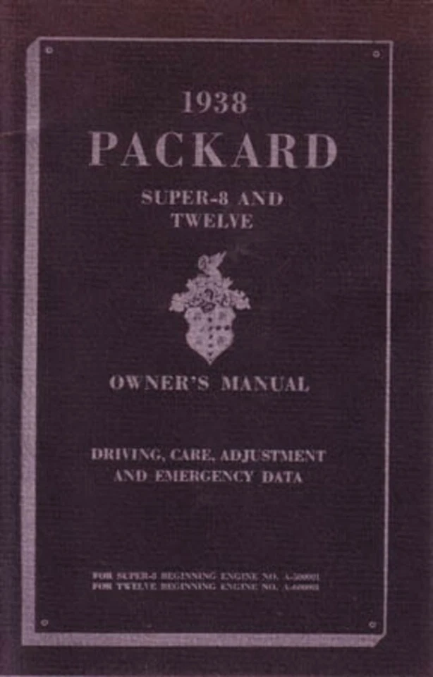 Packard Super 8 1938 12 manual del propietario guía del usuario libro de instrucciones del operador Foto 1 de 1