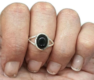 Black Star Sapphire Ring, Size 7, Sterling Silver, Oval Shaped, September Gem - Bild 1 von 10