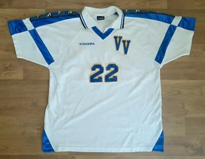 Camiseta polo vintage Diadora talla XL blanca/azul cosida años 90 VV #22 - Imagen 1 de 6