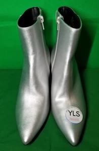 Rachel Zoe Silver Pointed Toe Ankle Boot Low Kitten Heel 7.5 Bootie NWOT Party - Picture 1 of 12