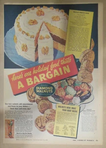 Diamond California Walnuts Ad: Holiday Walnuts ! 1940's Size 11 x 15 inch - Picture 1 of 1
