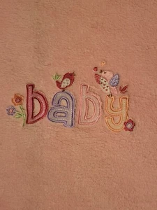 Just Born Pink Word Baby w/ birds baby girl Blanket lovey fleece soft EUC - Picture 1 of 4
