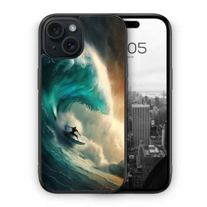 Custodia in silicone Big Wave Surfer per es. iPhone 13 14 15 16 17, Plus Pro Max e molto altro L - Foto 1 di 25