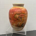 Nemadji Pottery 7” Vase Vintage Beige Rust Red Black Native American Signed USA
