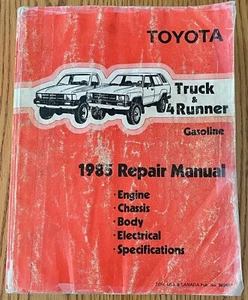 1985 85 TOYOTA Factory Truck, 4 Runner Gas Shop Repair Manual Engine Chassis Etc - Bild 1 von 6