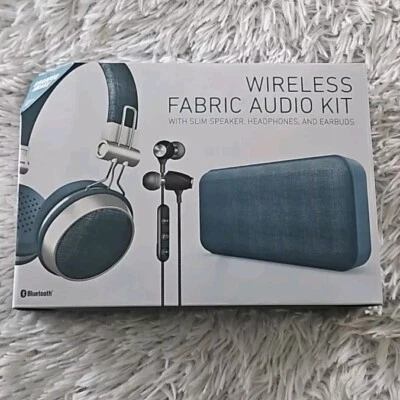 SHARPER IMAGE WIRELESS FABRIC AUDIO KIT SLIM SPEAKER / HEADPHONES AND & EARBUDS - Image 1 of 4