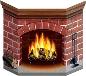 Weihnachten Pappe Kamin Requisite - 3D Künstliche Rot Ziegel Pappe Kaminepla... - Bild 1 von 3