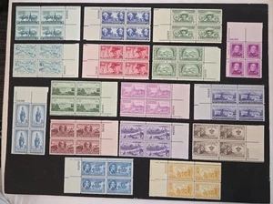 Komplettsätze: 1949 & 1950 (außer #986) US Commem. Briefmarken Plattenblöcke, postfrisch, OG - Bild 1 von 6