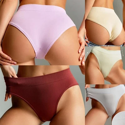 5 Pack Lot Sexy Womens High Leg Panties Briefs Lingeries Bikini Underwear Soft - Image 1 of 4