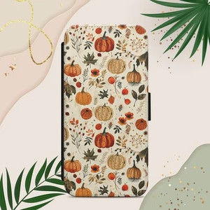 Pumpkin pattern Autumn Fall phone case iPhone Samsung Pixel Flip wallet Cover - Picture 1 of 6