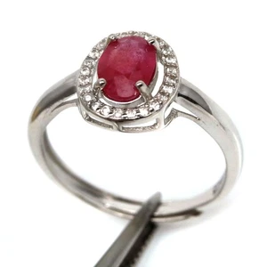 Thai Handmade 5 x 7 mm. Red Ruby & White Zircon Birthstone Ring Size 7.75 - Picture 1 of 4