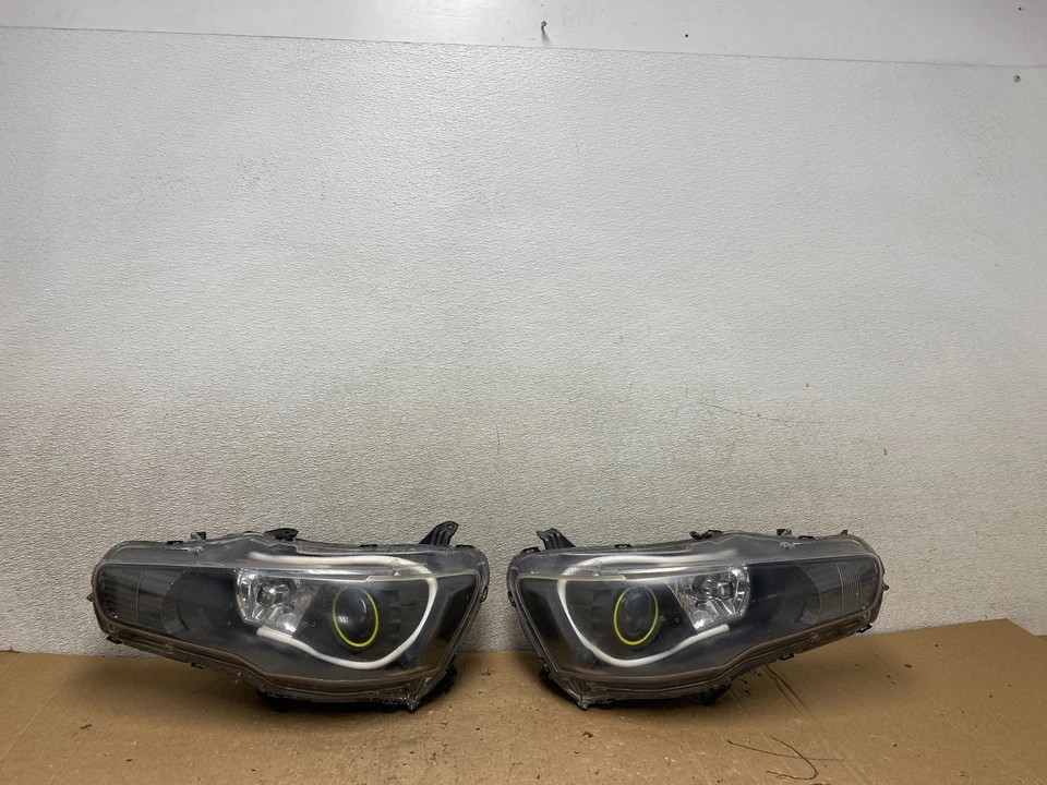2008-2017 Mitsubishi Lancer EVO Left+Right Set LED Xenon Headlights V0451 DG - Image 1 of 4