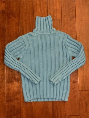Suéter Vintage Gap Mujer Grande Azul Tejido con Cable Cuello Alto Preppy Algodón Y2K Años 90 Foto 1 de 4