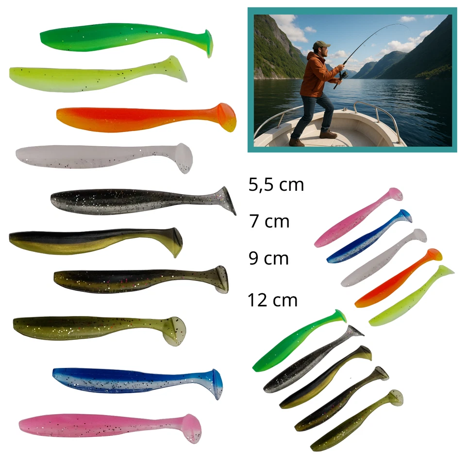 10-60 St.  SHADS Set 5-12cm Shad Soft Köder Gummifische Zander Hecht Dorsch - Bild 1 von 1