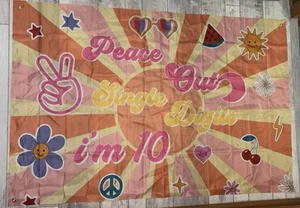 Target Geburtstagsbanner "Peace Out einstellig, ich bin 10" - 78"x 59" - NEU - Bild 1 von 4