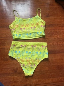 2024 Disney Parks 2 Piece Lime Womens Bathing Suit Size M  Mickey Donald Daisy - Picture 1 of 5