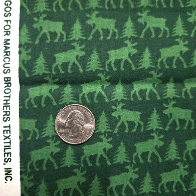Moose Spruce Green Monochrome Small Print Burgos Marcus Cotton Fabric NOS BTHY - Image 1 of 4