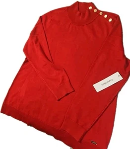 Calvin Klein Women XL Red Gold Button NWT Retro Y2k Boho Cottage Holiday[1C] - Picture 1 of 17