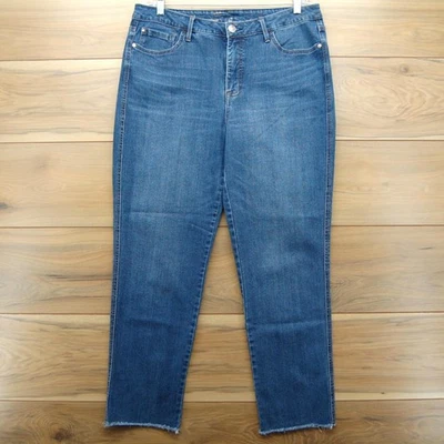 Pantalones de mezclilla Seven7 para mujer 12 azules fin de semana ajuste fácil novio dobladillo crudo elástico tulum Foto 1 de 4