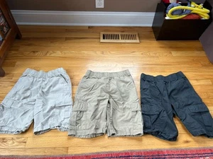 Children's Place Shorts Size 12 Boys Elastic Cargo Pockets (2 Khaki/1 Gray) - Picture 1 of 13