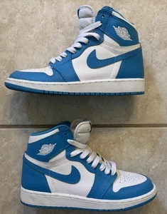 Air Jordan I Retro High OG BG GEBRAUCHT GRÖSSE 4Y UNC WEISS PUDERBLAU 575441 117 - Bild 1 von 8