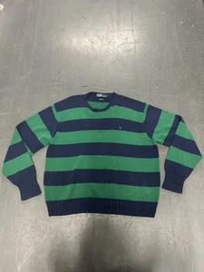 Vintage Polo Ralph Lauren Striped Sweater Size 2XL Knit Pullover Green/Blue 90s - Picture 1 of 6