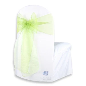 10 pcs Organza Chair Cover Bow Sash 108"x8" - Apple Green - Wedding Party bq - Picture 1 of 5