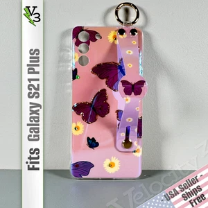 Case for Galaxy S21 Plus -Holographic Butterflies | Hand Strap & Stand + Lanyard - Picture 1 of 23