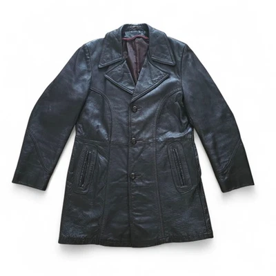 Vintage Leather Jacket Mens Size 40 Medium Black 70s Mods Punk Alternative Goth - Image 1 of 4