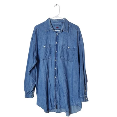 Camisa De Colección Nordstrom Azul Cambray Denim Relajada Abotonada Grande 17.5 Preppy Foto 1 de 4